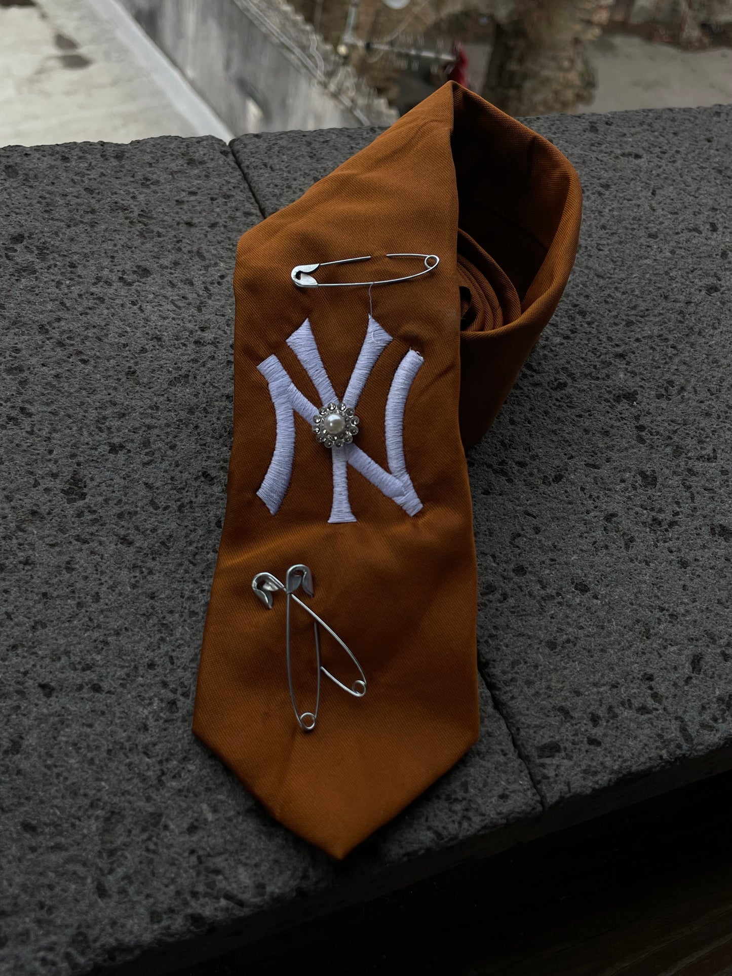 Cravatta Classic arancione - Yankees custom Goonite Studio